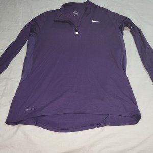 Nike Dri Fit Women's Md Running Athletic 1/4 Zip Pullover Top Purple Fitted